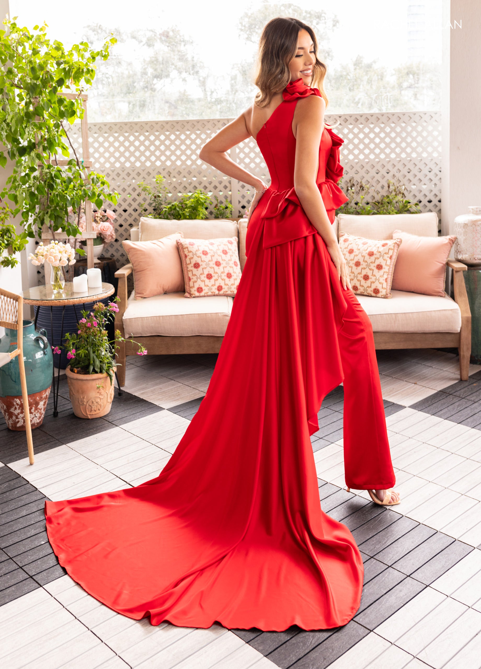 Rachel Allan 50387 Long Formal Floral Ruffle Jumpsuit