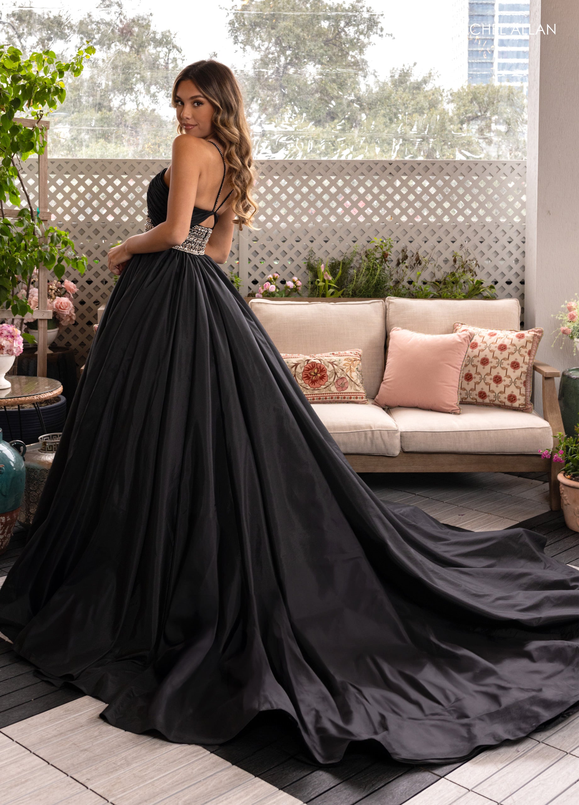 Rachel Allan 50376 Long Ball Gown Formal Prom Slit Dress