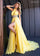 Prom Dresses A Line Formal Prom Long Slit Dress Yellow