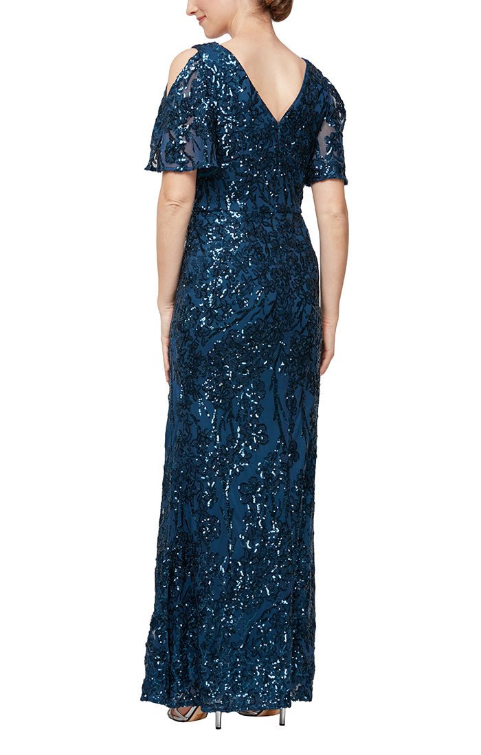 Alex Evenings 8296611 A Line Long Formal Petite Mother of the Bride Sequin Dress