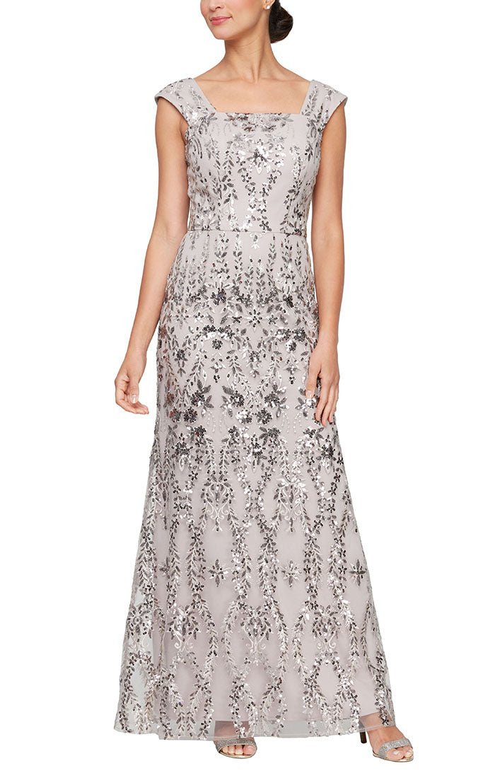 Alex Evenings 82171571 Square Floor-Length Sequin Formal Fit & Flare