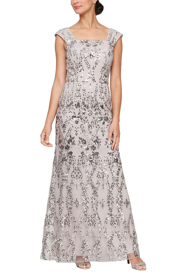 Alex Evenings 82171571 Square Floor-Length Sequin Formal