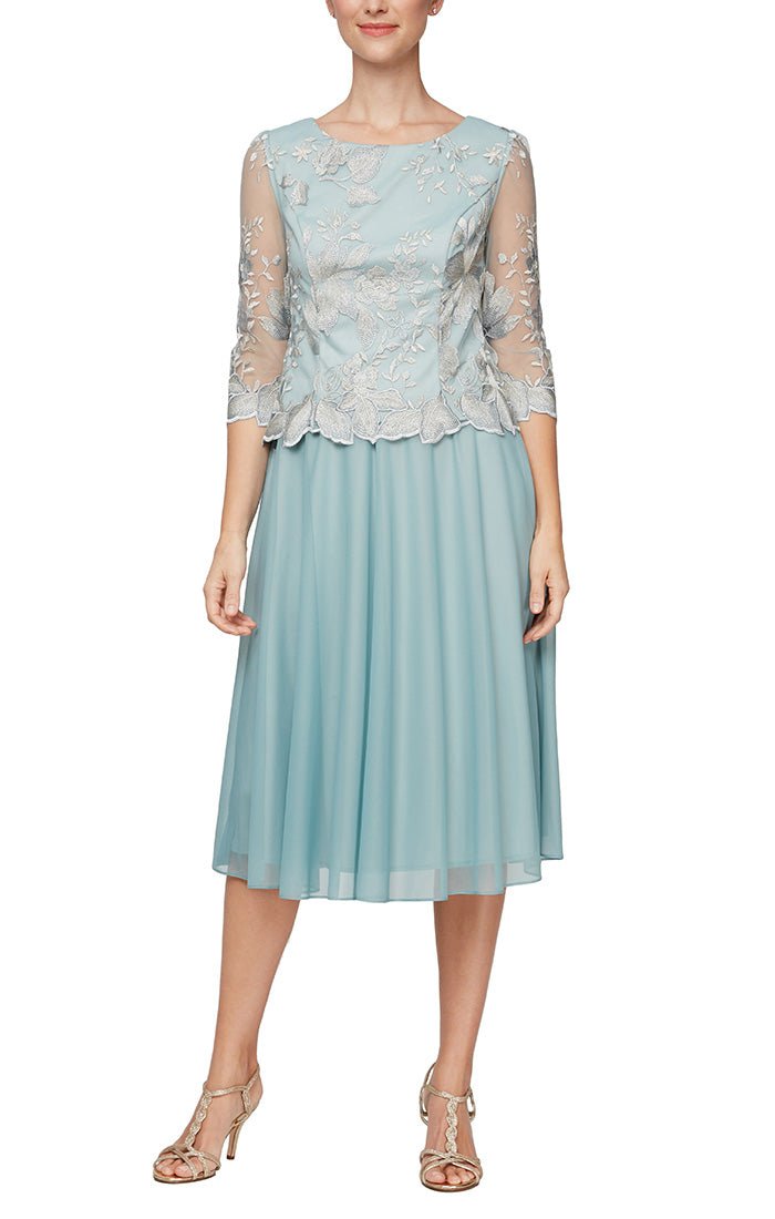 Alex Evenings 82122420 Petite Short Tea Length Cocktail Mother of the Bride A Line Dress