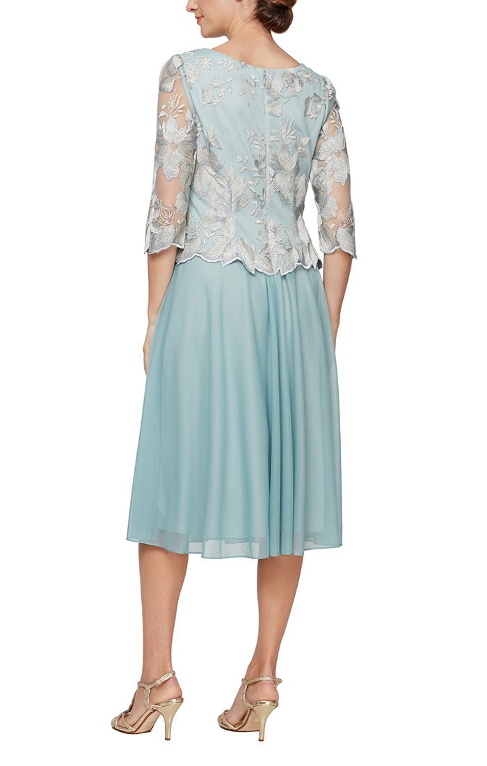 Alex Evenings 82122420 Petite Short Tea Length Cocktail Mother of the Bride A Line Dress