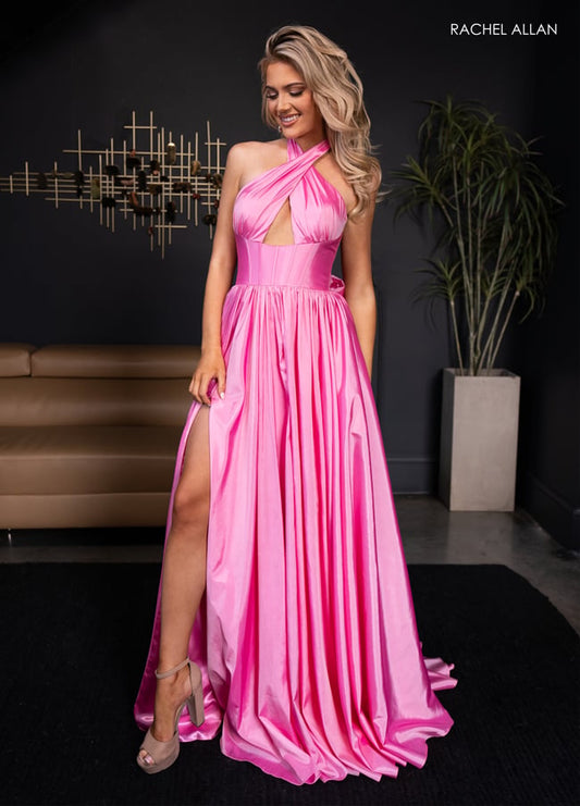 Prom Dresses A Line Long Formal Slit Prom Dress Candy Pink