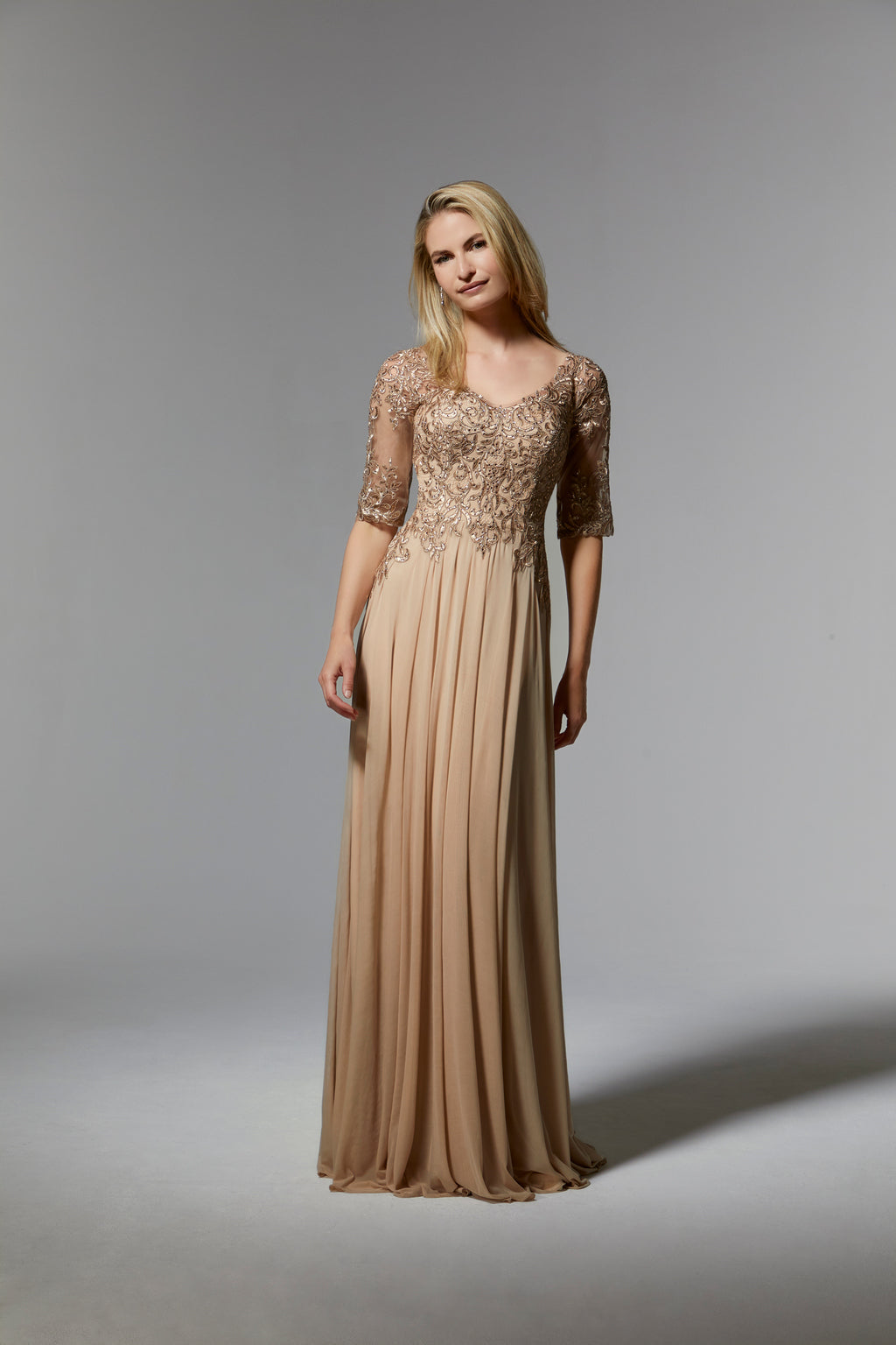 Plus Size Formal Long Sleeve Beaded Dress MGNY 71805 Plus Size Formal Long Sleeve Beaded Dress MGNY 71805