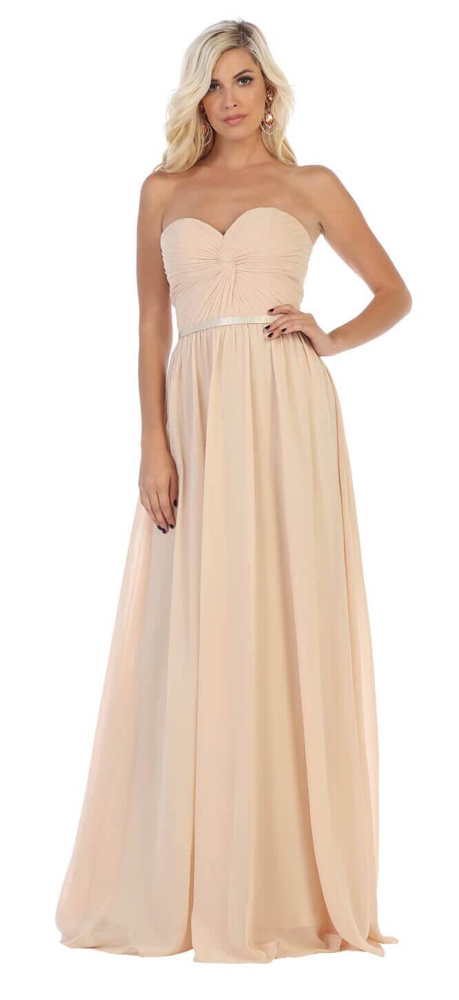 Plus Size Long Formal Bridesmaids Prom Dress - The Dress Outlet May Queen