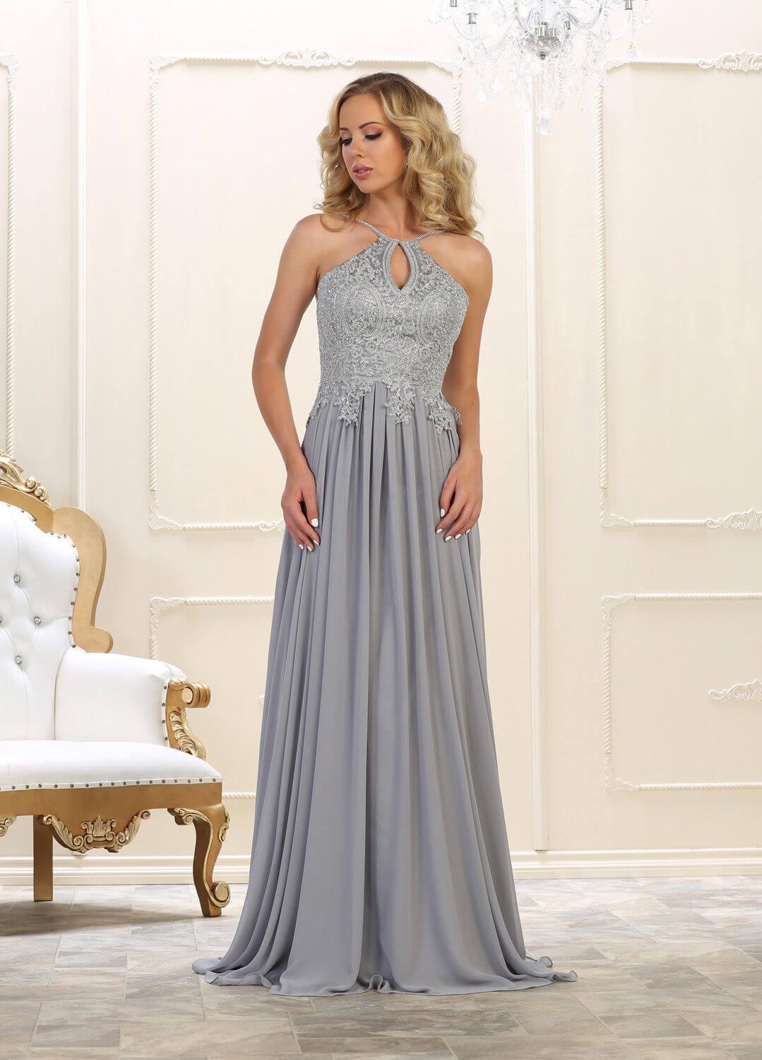 Plus Size Long Formal Evening Prom Halter Dress - The Dress Outlet May Queen