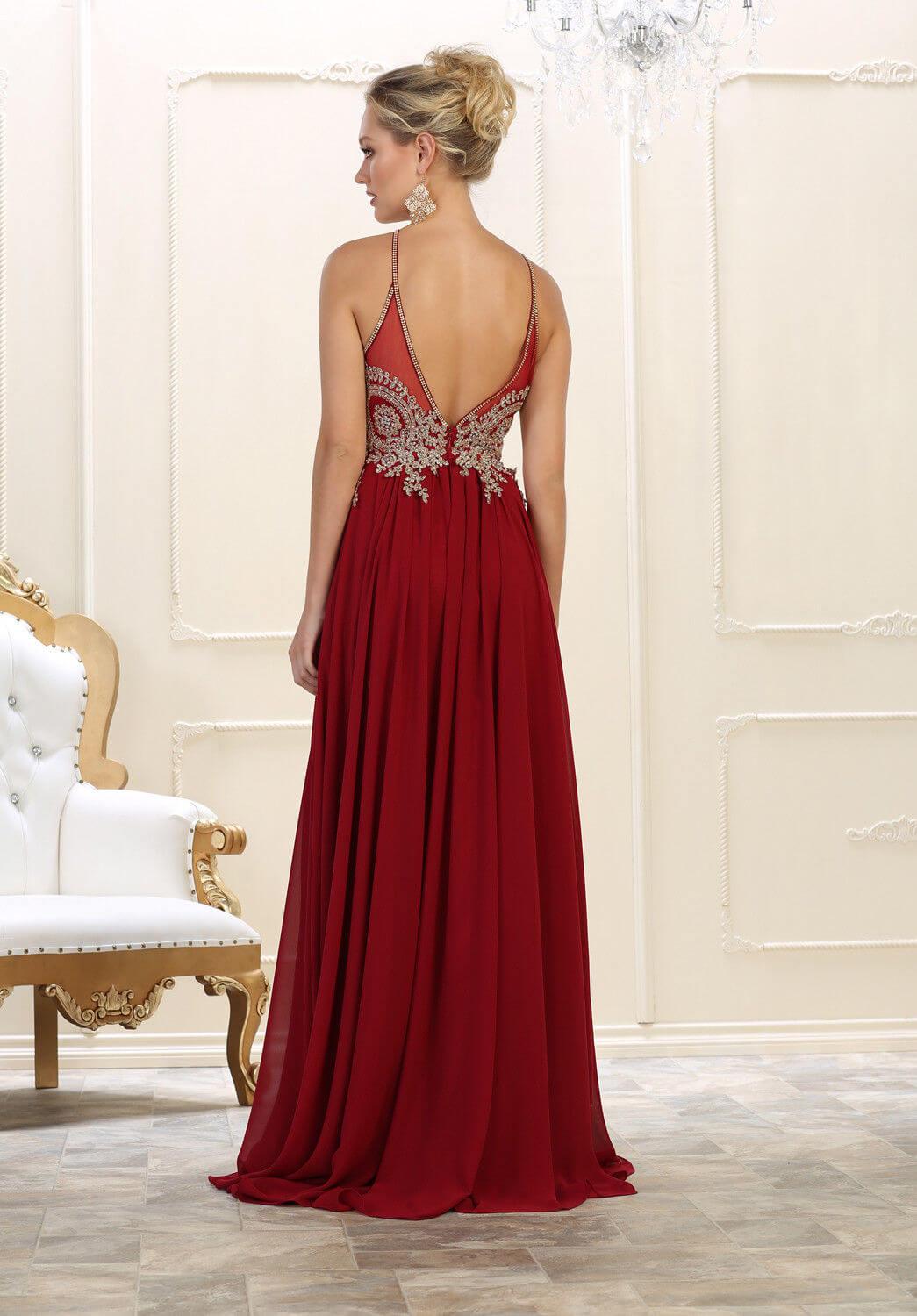 Plus Size Long Formal Evening Prom Halter Dress - The Dress Outlet May Queen
