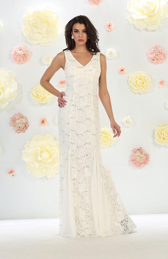 Plus Size Long Wedding Gown - The Dress Outlet May Queen