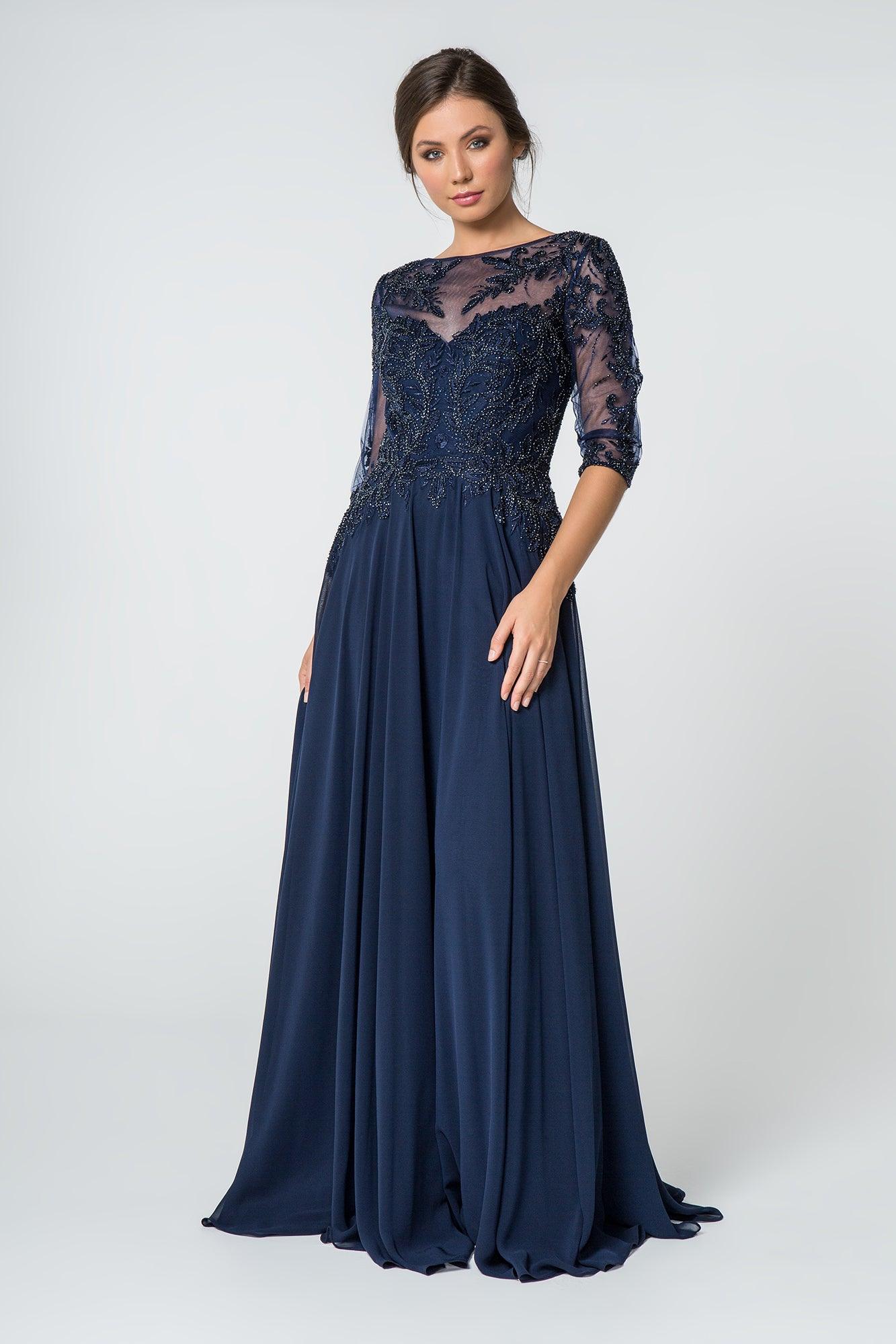 Plus Size Mother of the Bride Chiffon Long Dress - The Dress Outlet