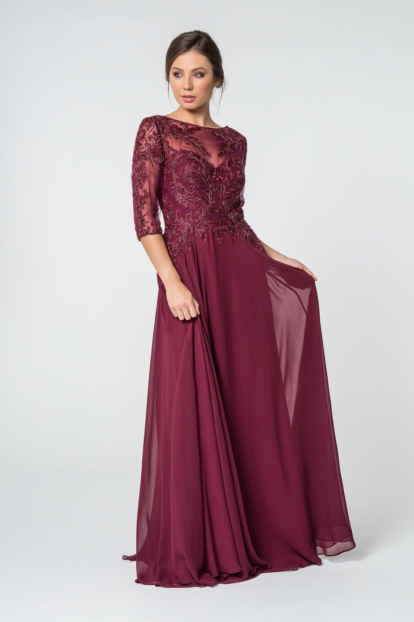Plus Size Mother of the Bride Chiffon Long Dress - The Dress Outlet