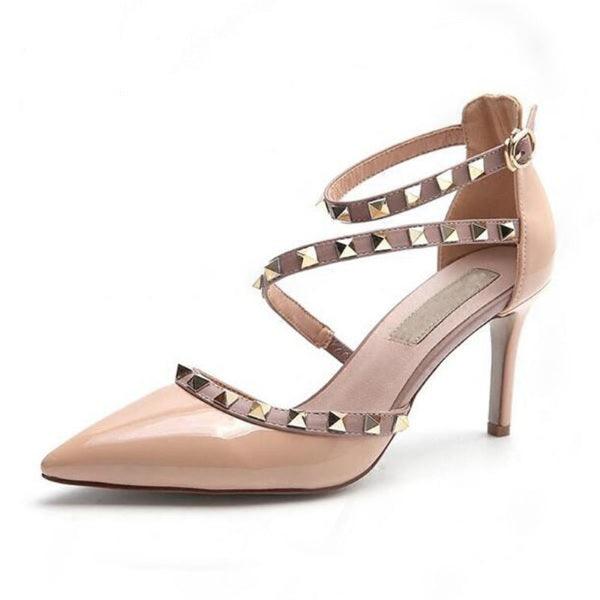 Pointed Toe Buckle Strap High Heels - The Dress Outlet DG