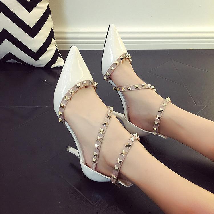 Pointed Toe Buckle Strap High Heels - The Dress Outlet DG
