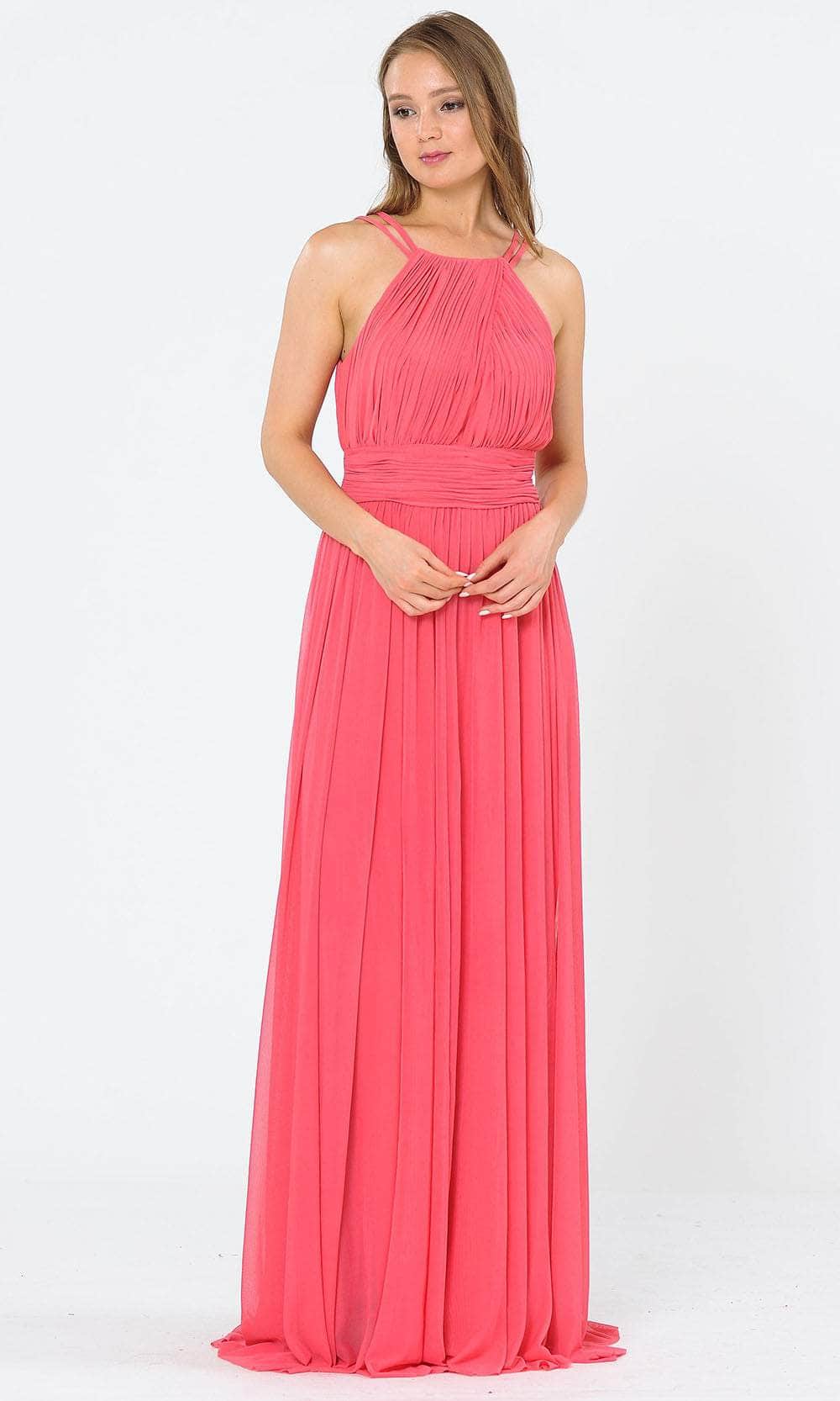 Halter Floor-Length Chiffon Formal A-Line Poly USA 8396W