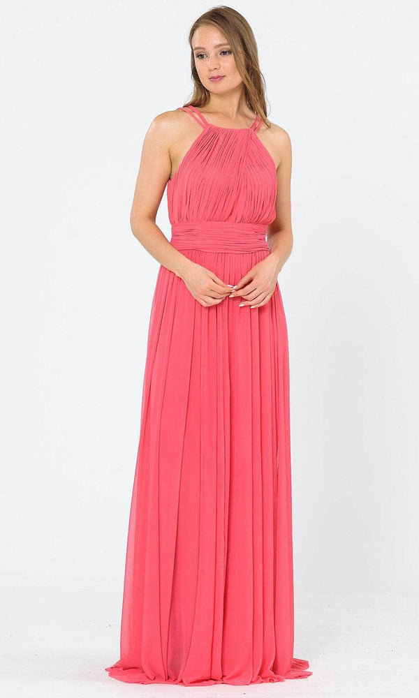 Halter Floor-Length Chiffon Formal A-Line Poly USA 8396W