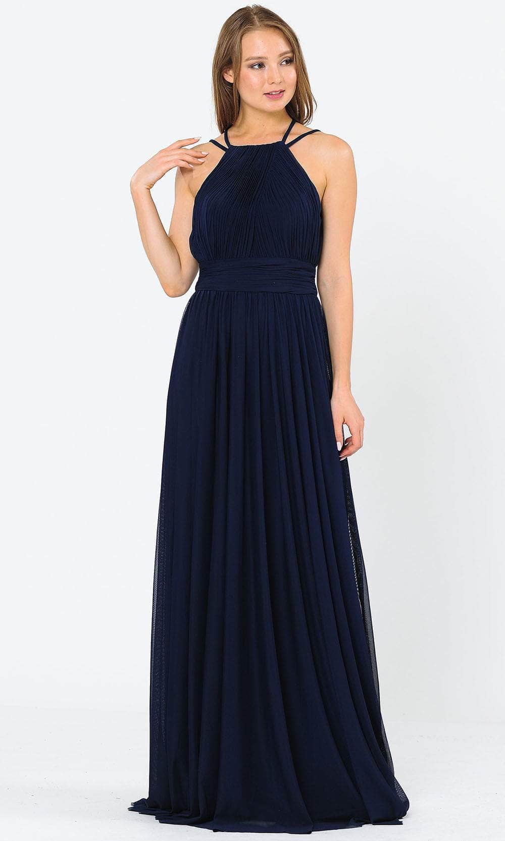Halter Floor-Length Chiffon Formal A-Line Poly USA 8396W