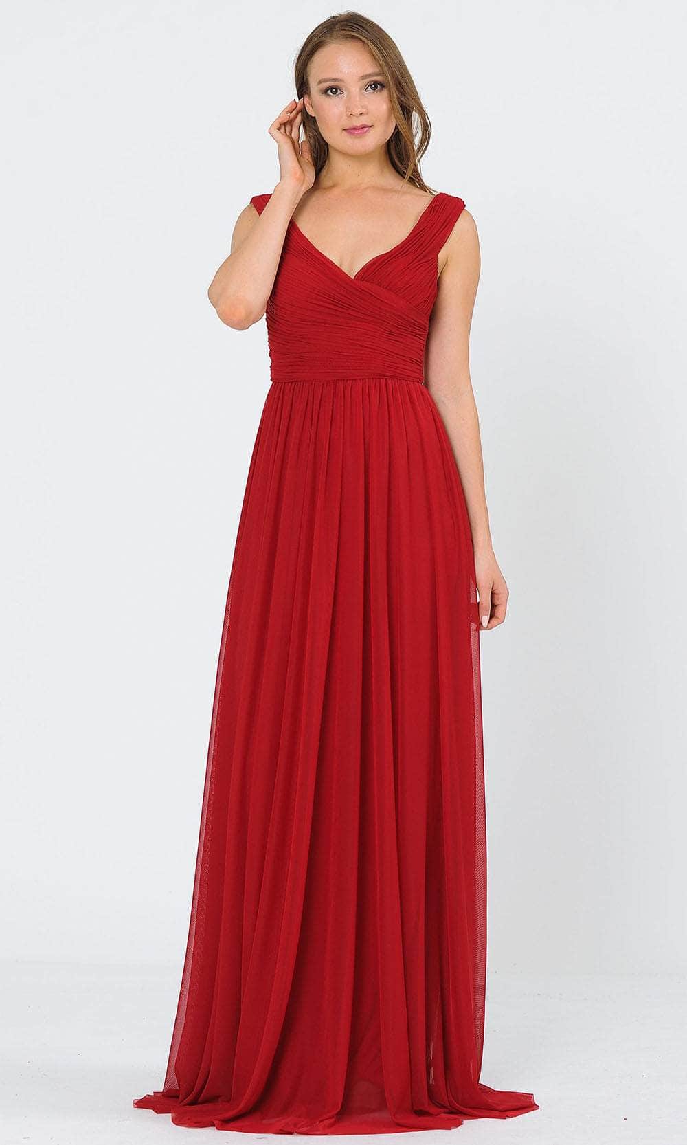 V-Neck Floor-Length Chiffon Formal A-Line Poly USA 8398W
