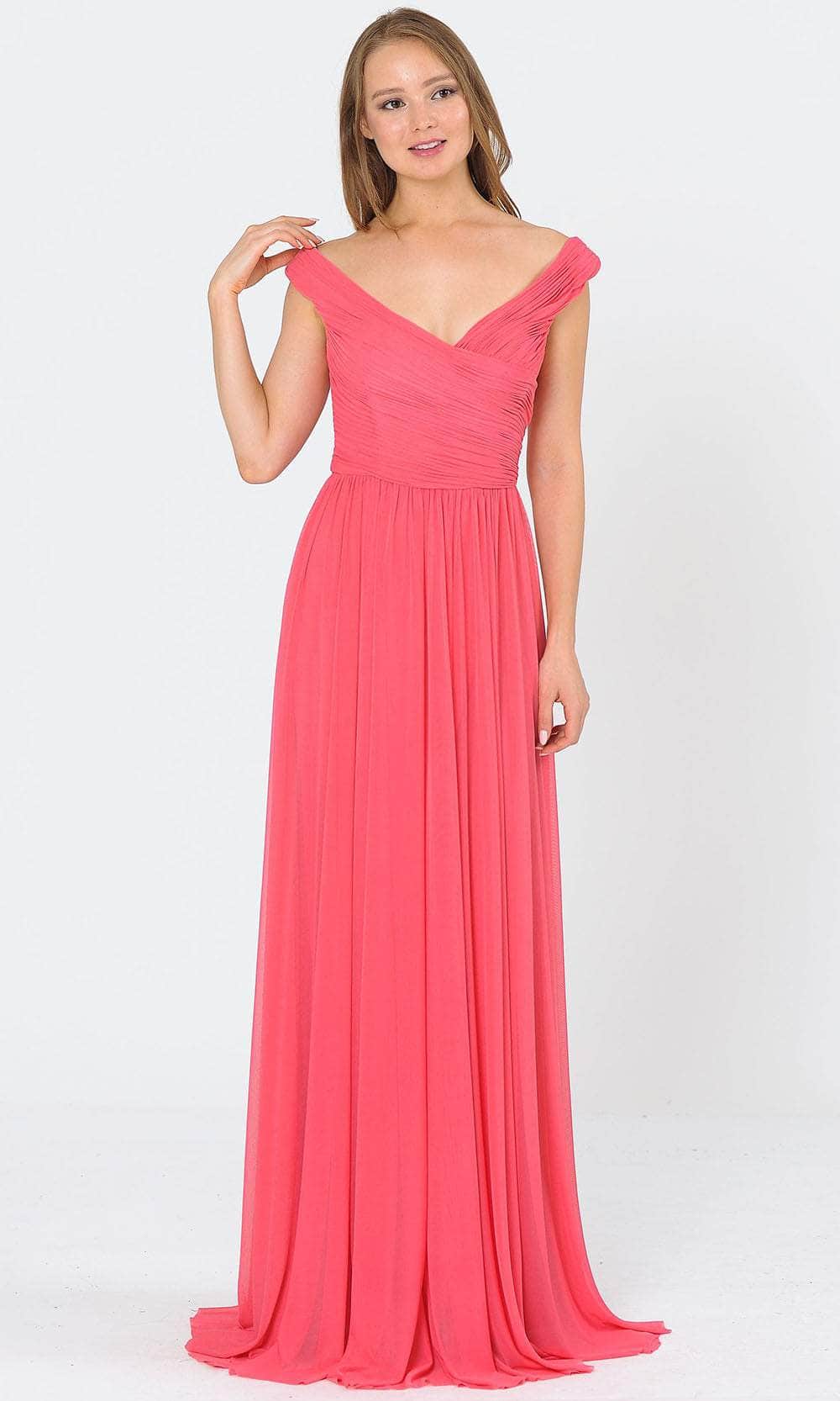 V-Neck Floor-Length Chiffon Formal A-Line Poly USA 8398W