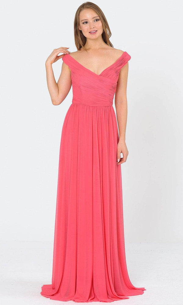 V-Neck Floor-Length Chiffon Formal A-Line Poly USA 8398W