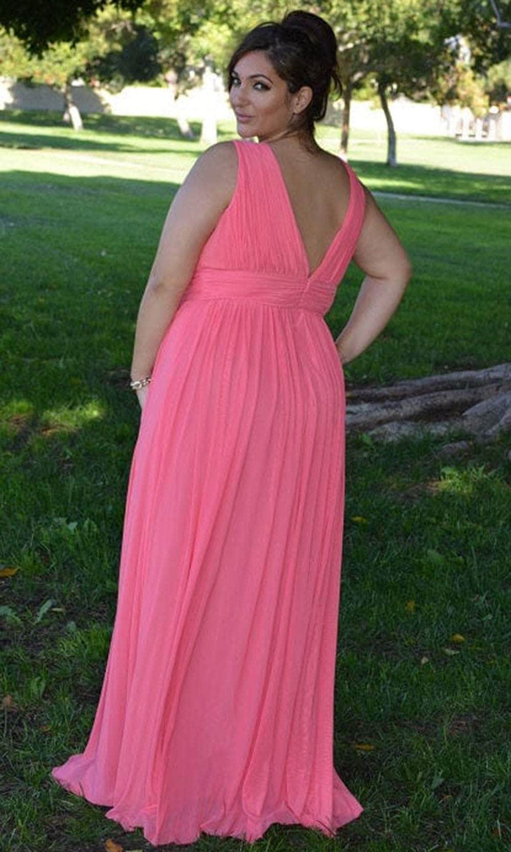 V-Neck Floor-Length Chiffon Formal A-Line Poly USA 8408W