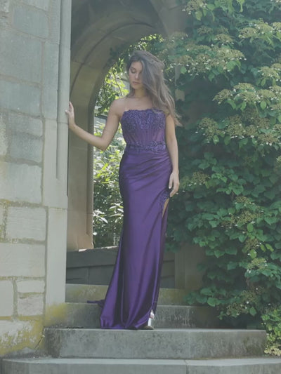 Faviana 11209 Long Slit Formal Beaded Applique Prom Dress – The