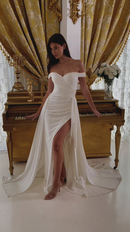 Cinderella Divine WN315 Long Fitted Overskirt Wedding Dress