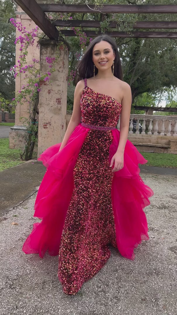 Ava Presley 27715 Fitted Long Formal Overskirt Sequin Dress