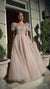 Cinderella Divine B711 Short Sleeve Glittered Long Tulle Prom Dress