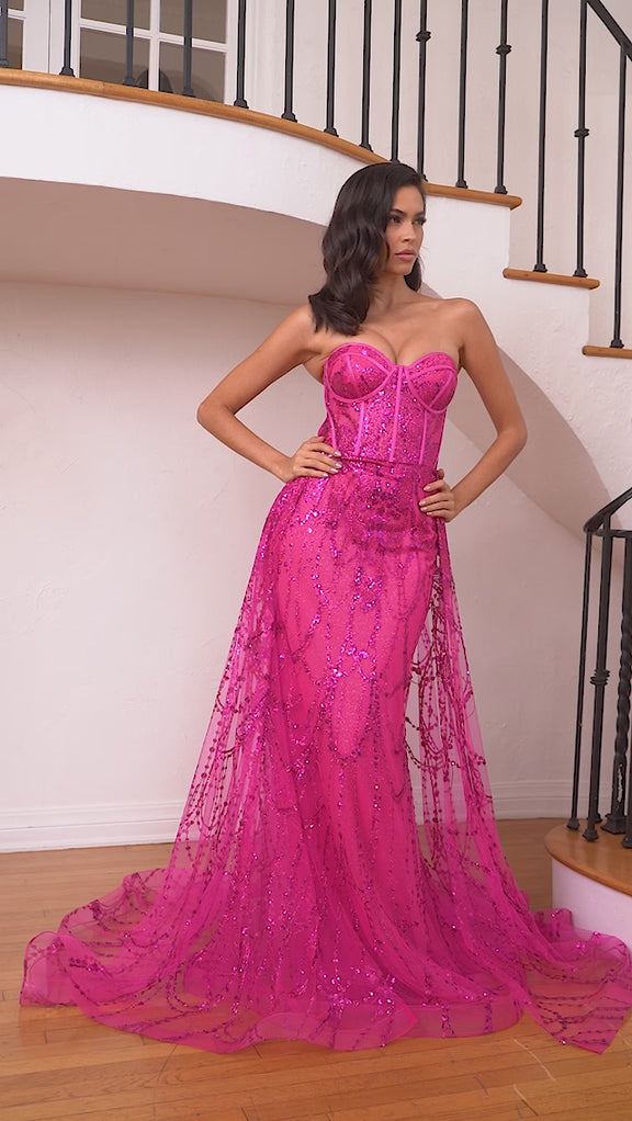 Cinderella Divine CH165C Long Strapless Asymmetrical Fitted Sequin Gown main image 0