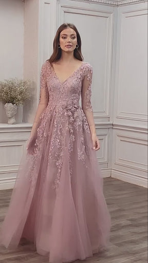 Rose Andrea & Leo A0988 Long Sleeve A Line Gown for $569.99 – The Dress ...