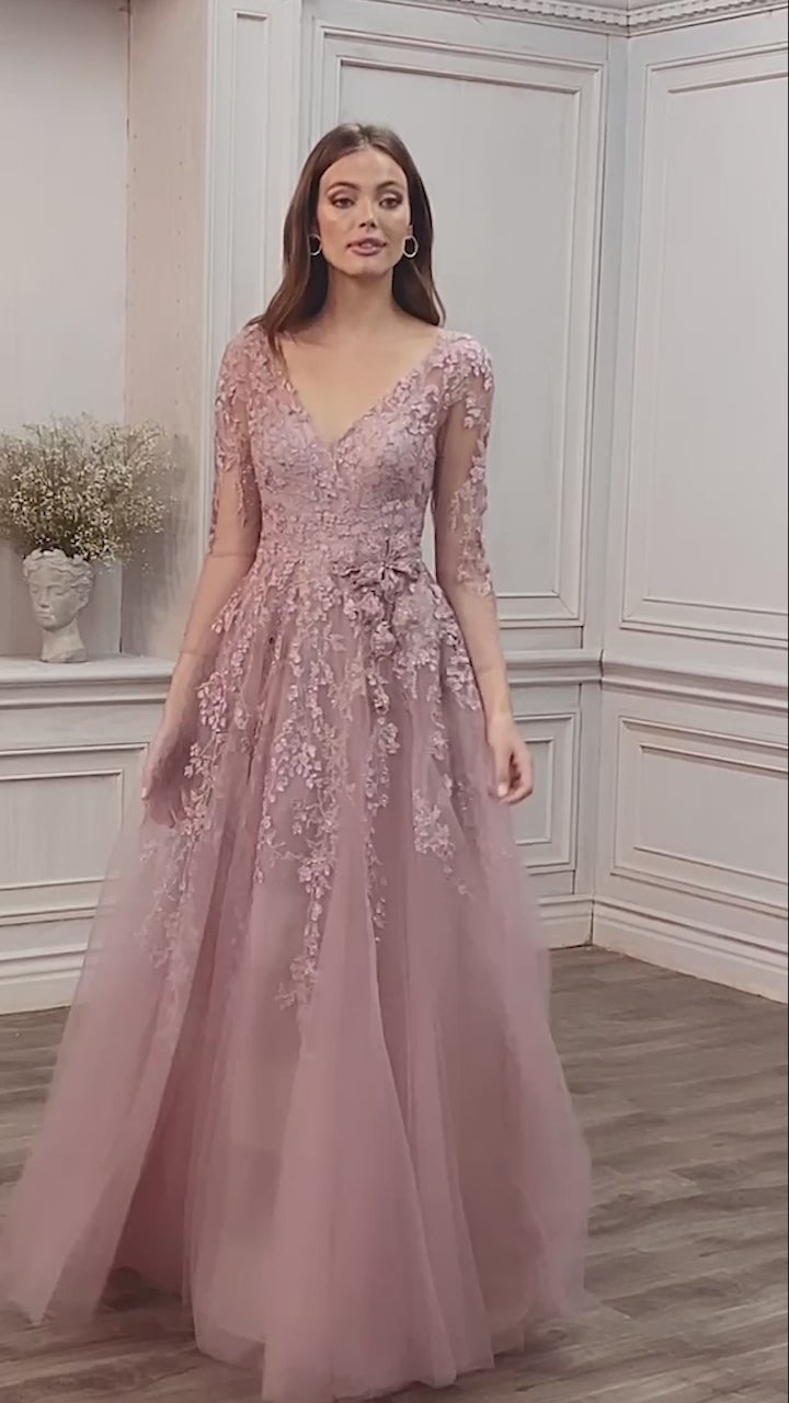 Andrea & Leo A0988 Long Sleeve A Line Gown