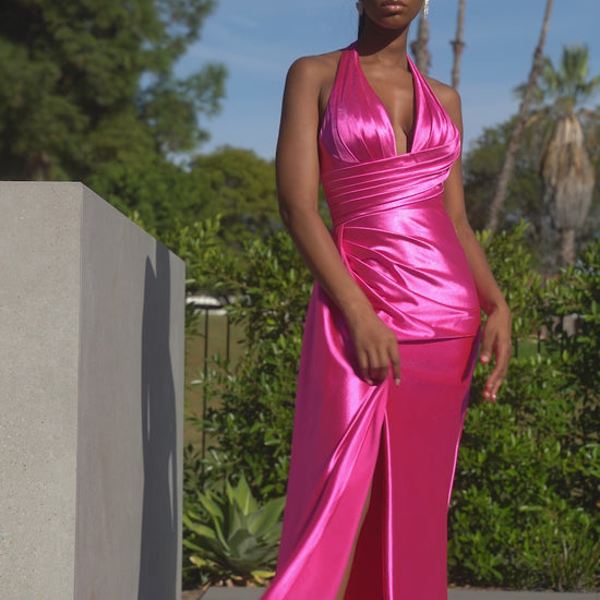 Emerald Cinderella Divine CH079 Long Satin Halter Prom Dress for $149.0 ...