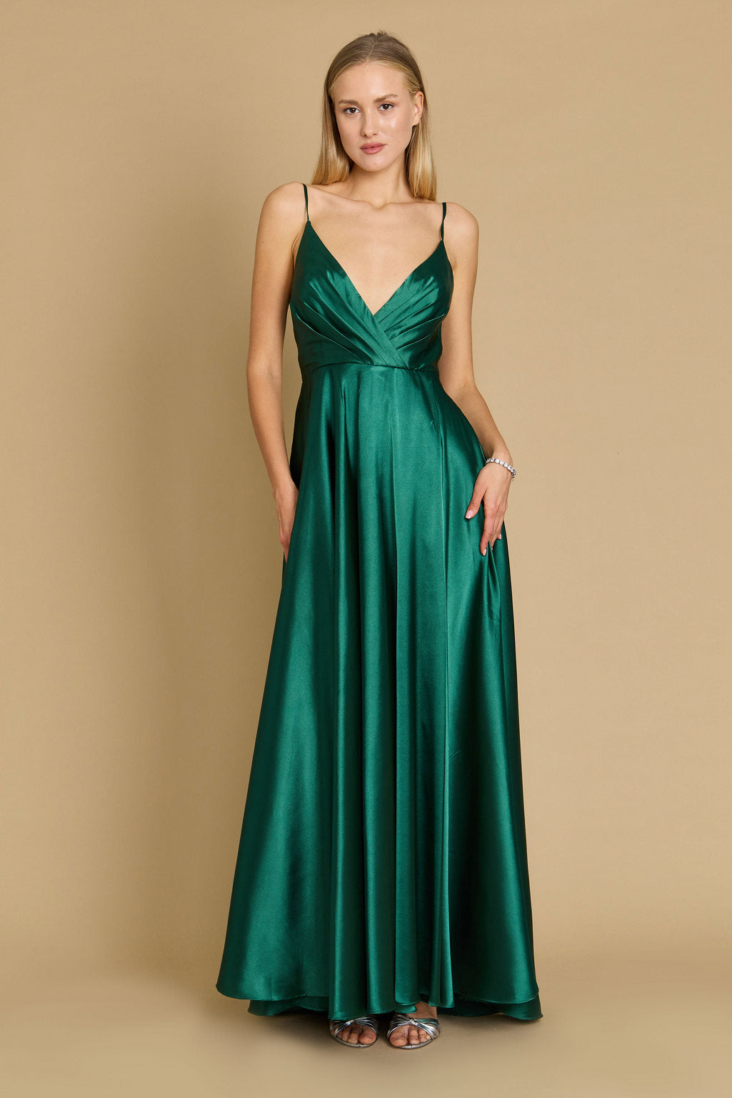 Emerald Long Flowy Satin Formal Prom Party Dress for $39.0 – The Dress