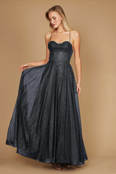 Long Sparkling Cowl Corset Prom Dress – The Dress Outlet