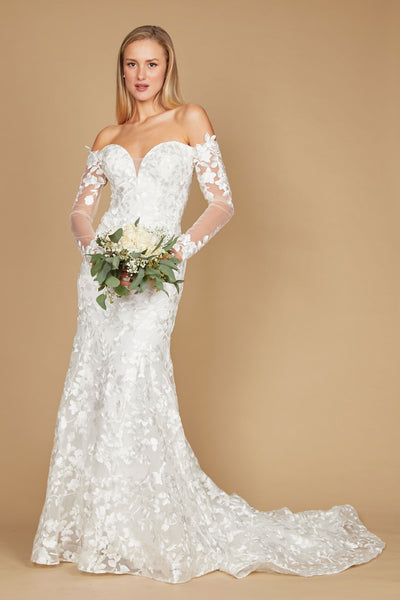 Long Off Shoulder Mermaid Wedding Dress The Dress Outlet Long Off Shoulder Mermaid Wedding Dress The Dress Outlet