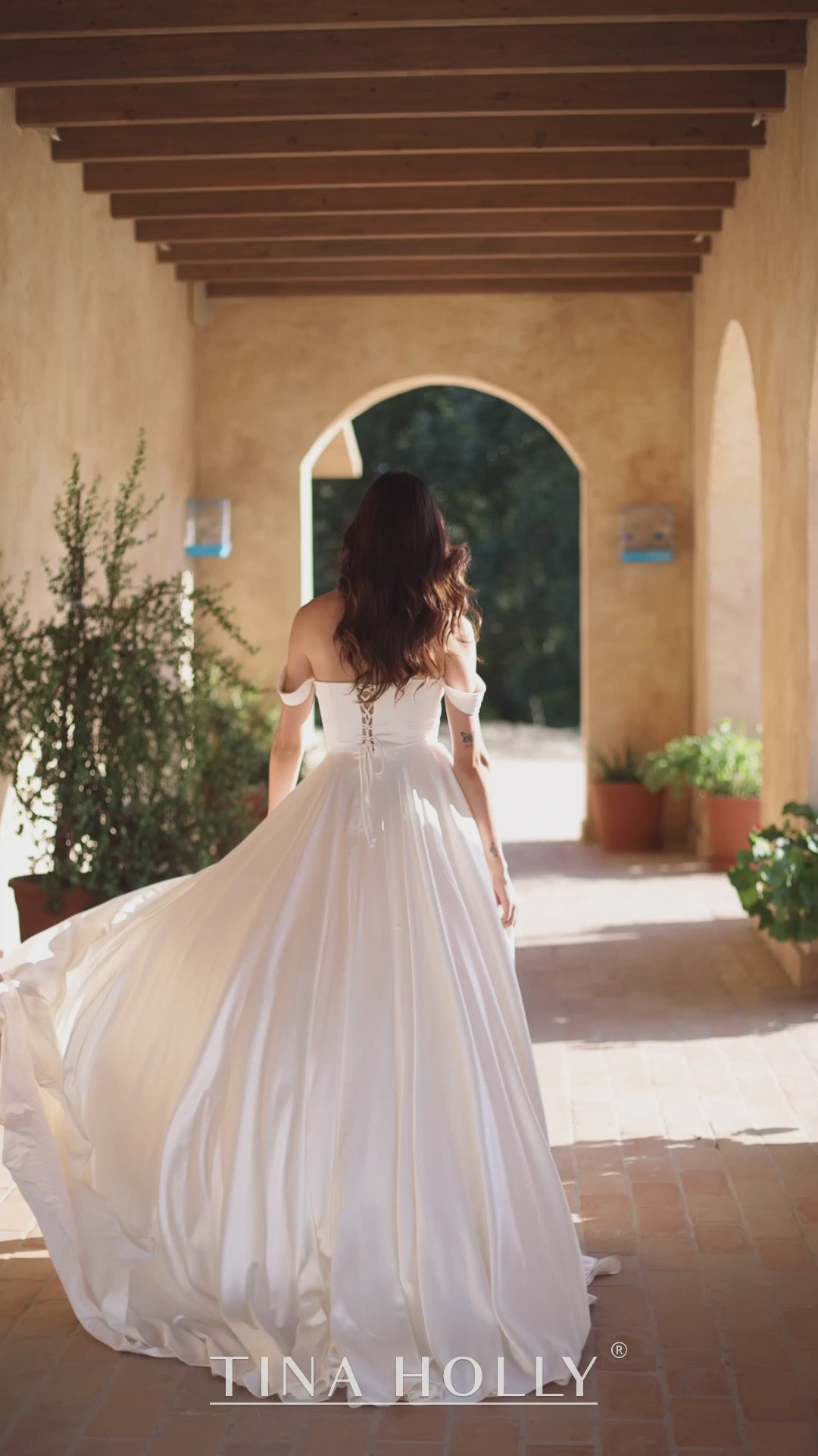 Tina Holly TE565 Pleated Long Bridal A Line Wedding Dress