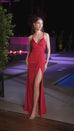 Deep Red Cinderella Divine BD4002 Long Spaghetti Strap Prom Formal Gown for $59.0 – The Dress Outlet