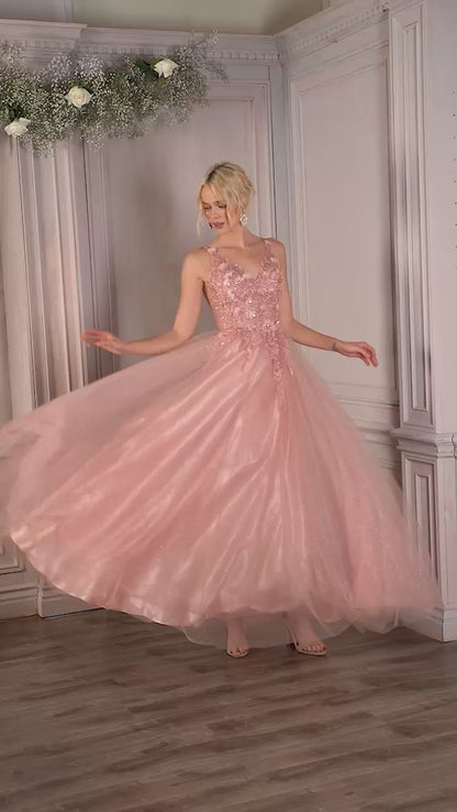 Cinderella Divine CD0181 Sleeveless Tulle Long A Line Prom Dress