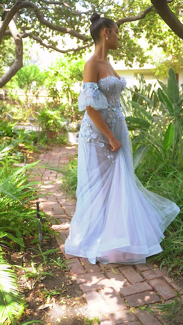 Andrea & Leo A1108 Strapless Floral Prom Gown