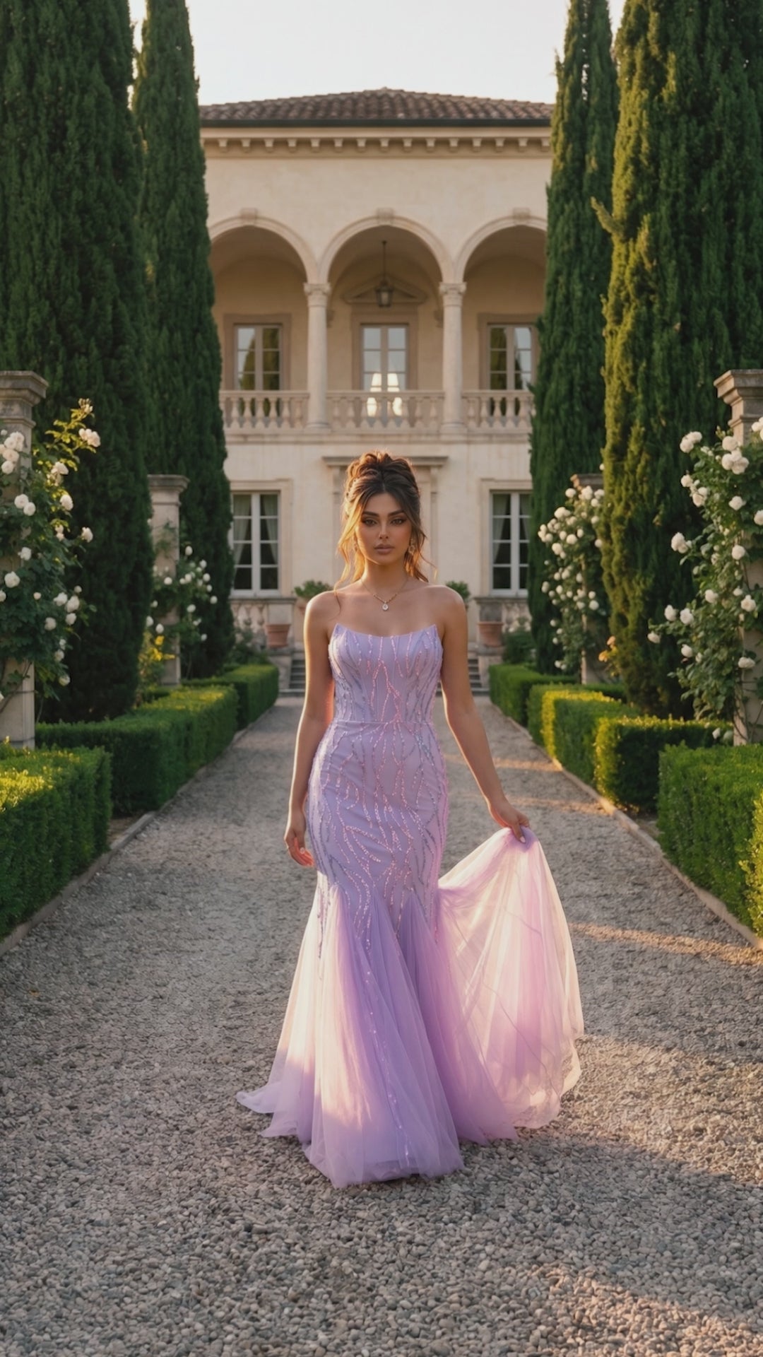 1458 Beaded Mermaid Formal Evening Gown