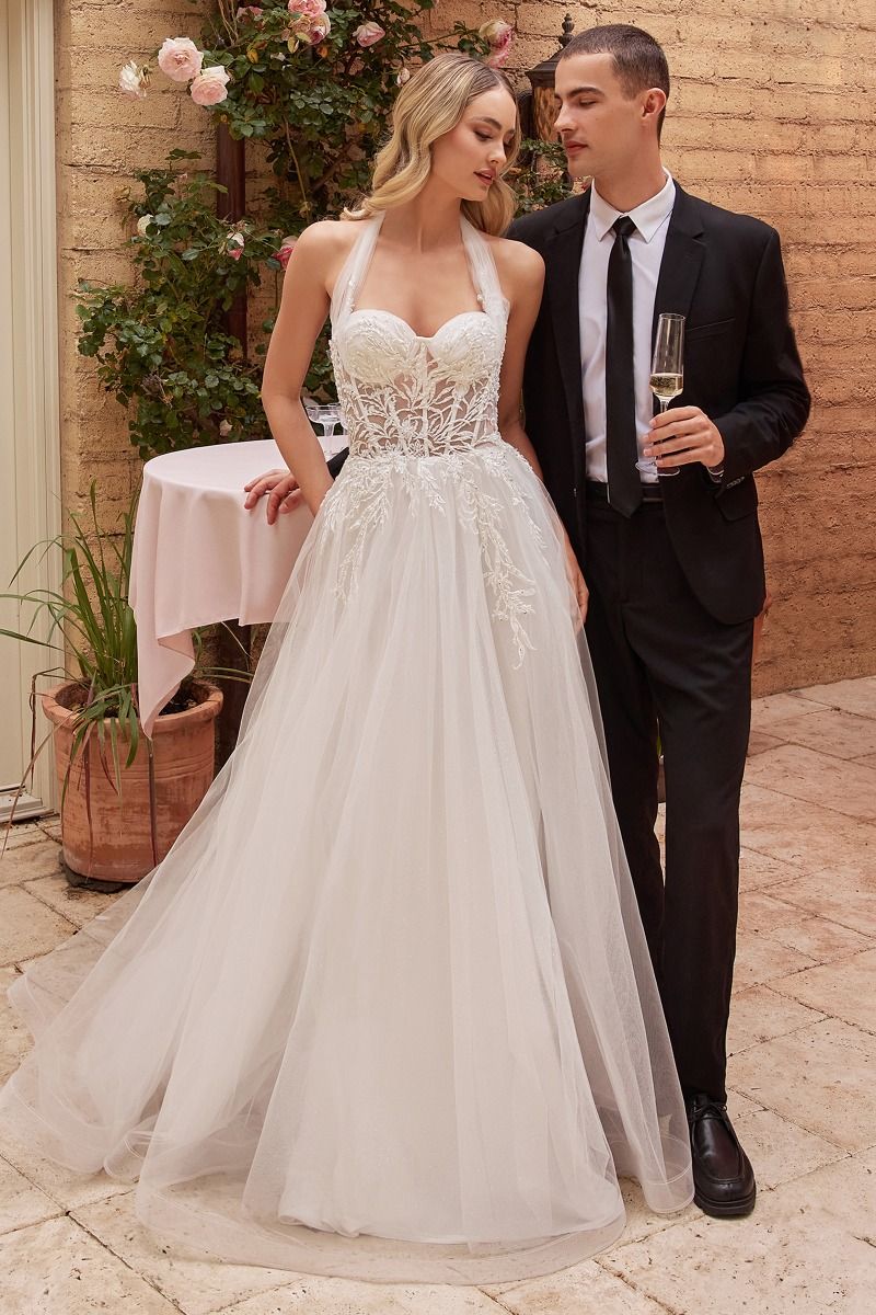 LaDivine CD827W Long Bridal Gown A Line Corset Wedding Dress