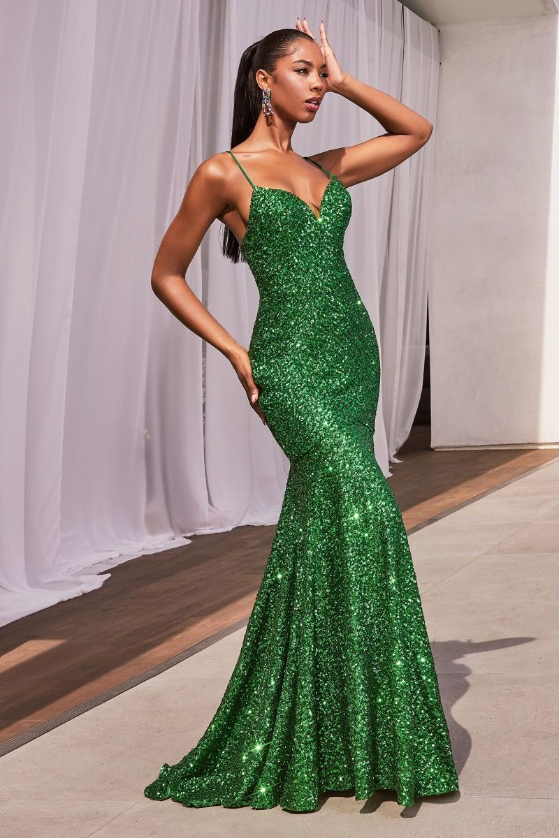 LaDivine CH066 Long Formal Sequins Mermaid Prom Gown