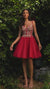 Cinderella Divine CD0188 Embellished Spaghetti Strap Short Prom Dress