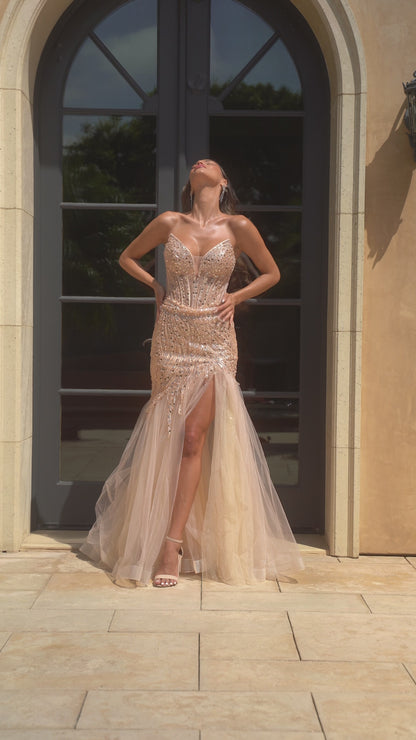 Cinderella Divine CD0214 Long Sequin Strapless Mermaid Dress
