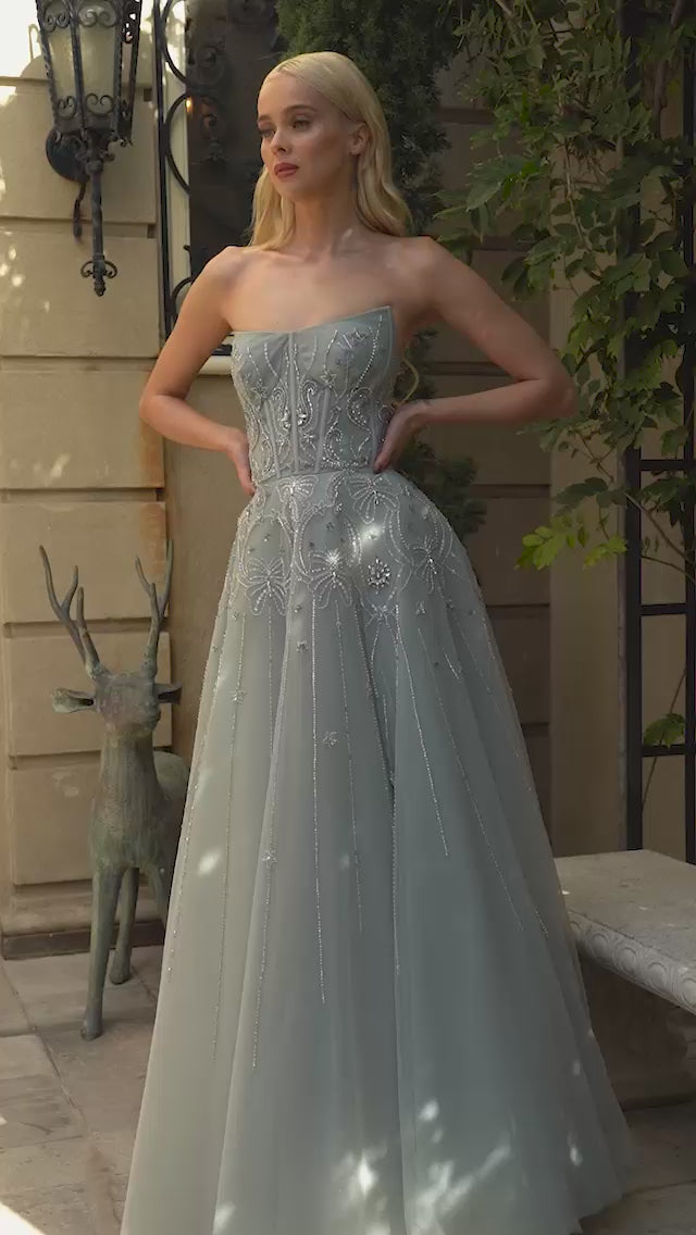 Mist Andrea & Leo A1095 Strapless Prom Gown for $450.0 – The Dress Outlet