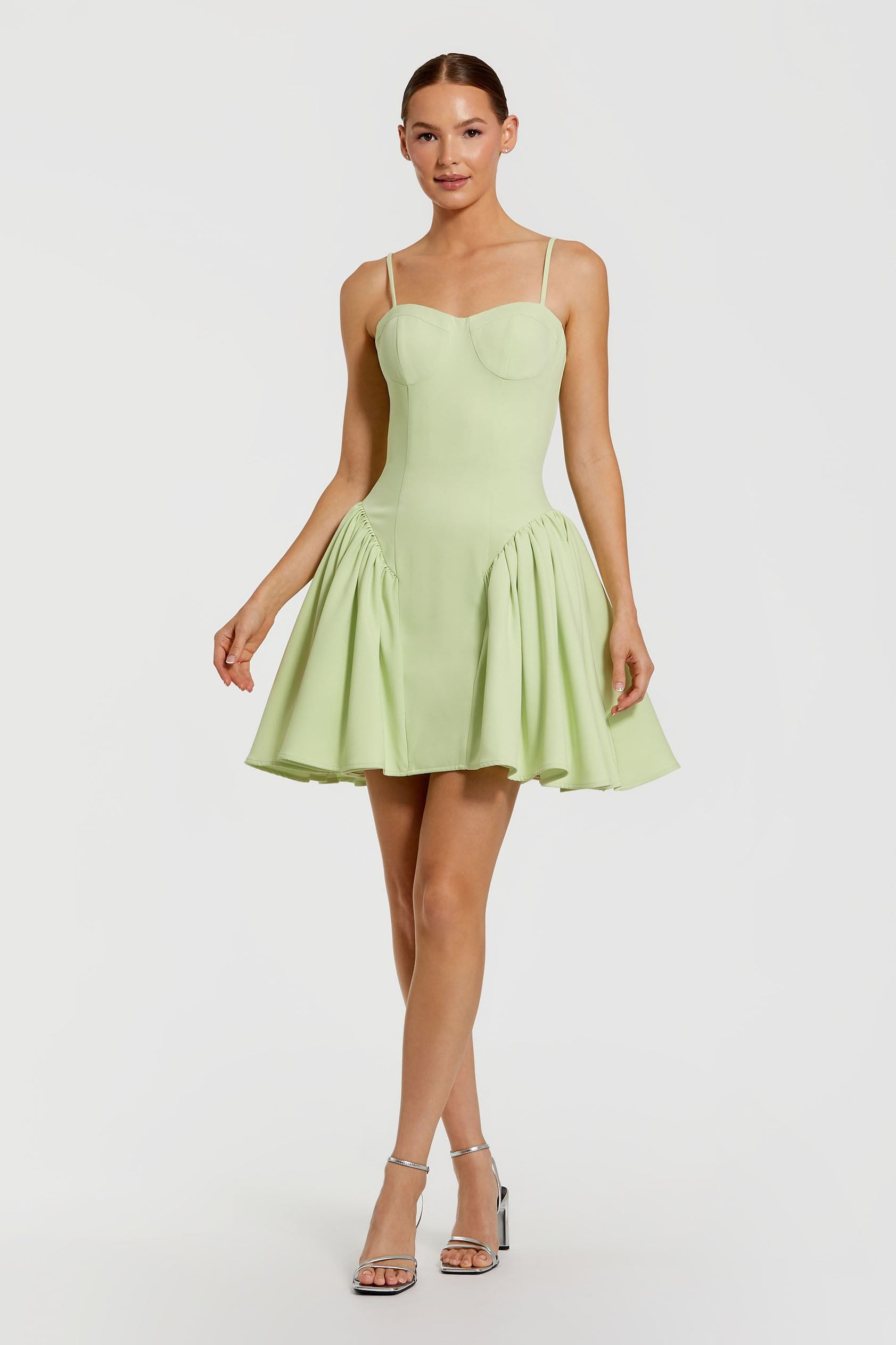 Fennel Sweetheart Mini Crepe Cocktail Dress with Pleated Skirt Mac Duggal 21124