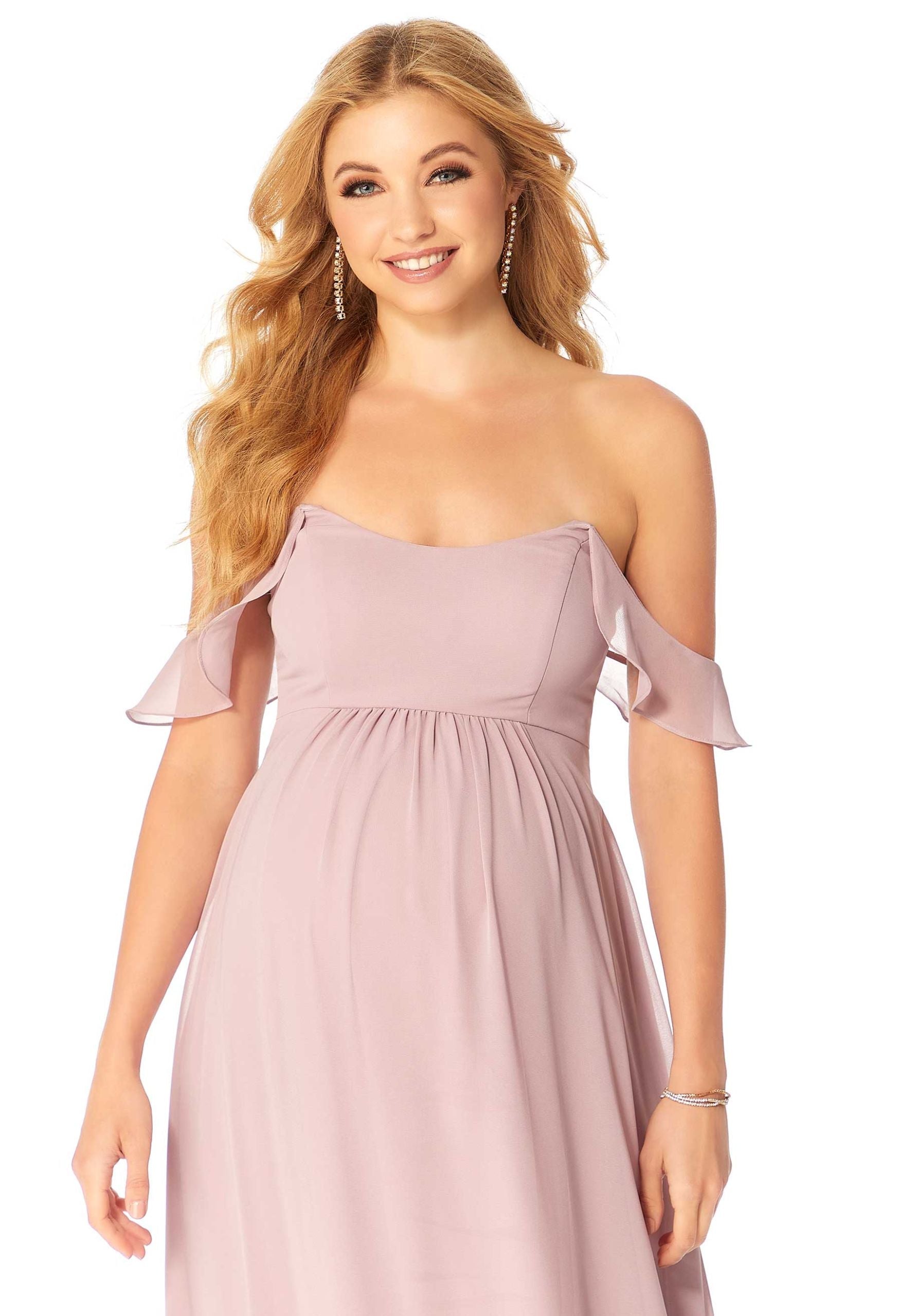 Formal Dresses Ruffle Evening Formal Long A Line Dress MGNY Madeline Gardner New York 14111 Desert Rose
