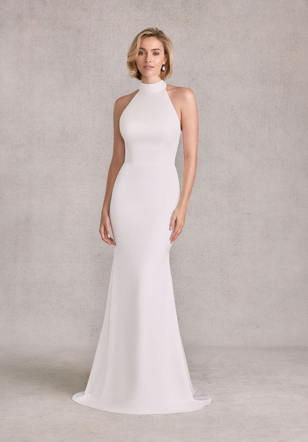 MGNY Madeline Gardner New York 15101 Simple Long Bridal Gown Beaded Wedding Dress