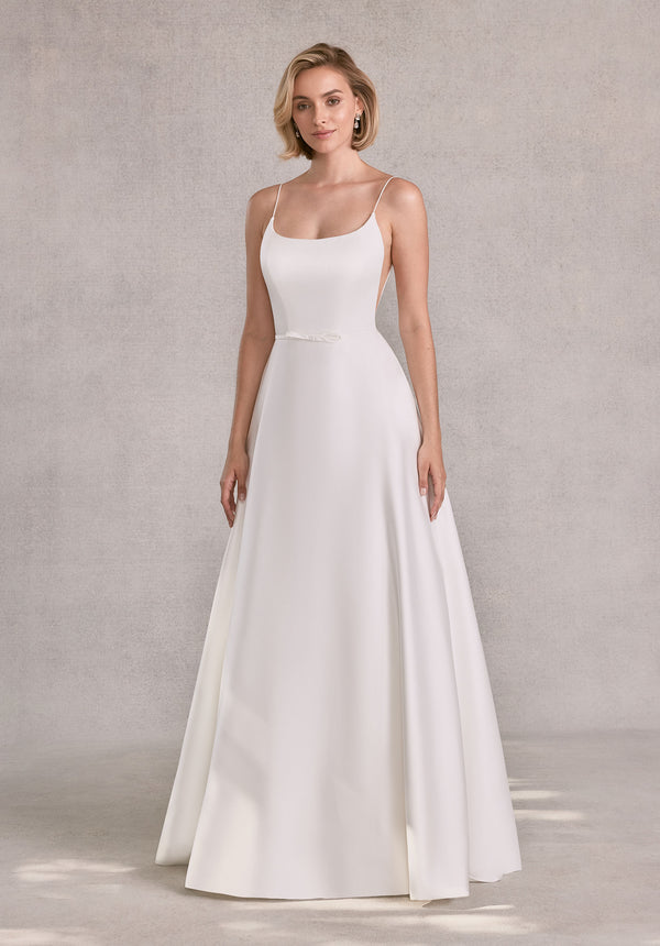 MGNY Madeline Gardner New York 15104 Long Simple A Line Wedding Dress